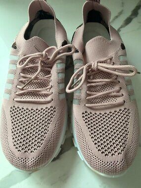 Cape Robbin Blush Pink Knit Sneakers Leopard Heel Lace-Up Women's EU 40 US 9